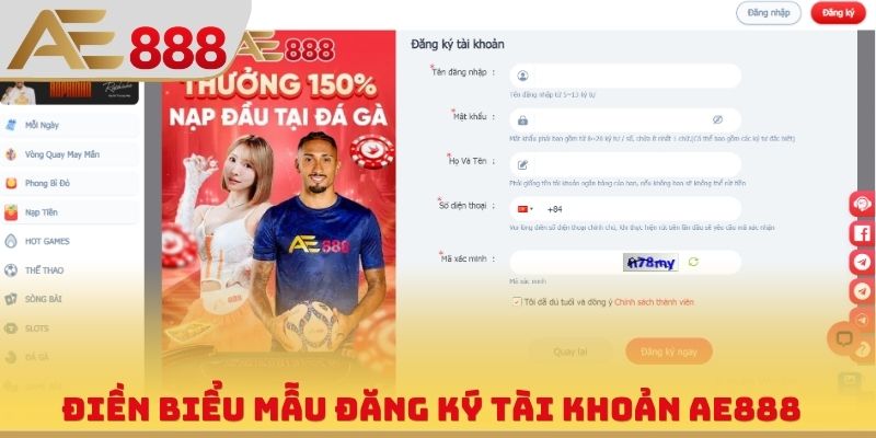 Điền biểu mẫu đăng ký tài khoản AE888
