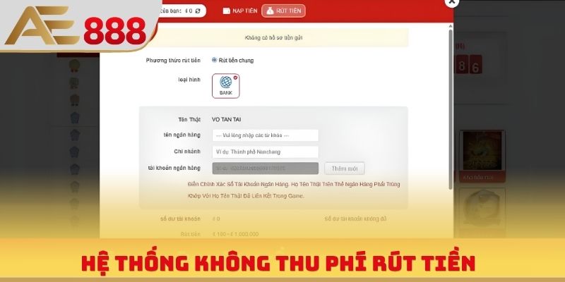 Hệ thống không thu phí rút tiền