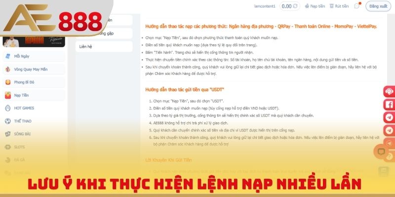 Lưu ý khi thực hiện lệnh nạp nhiều lần